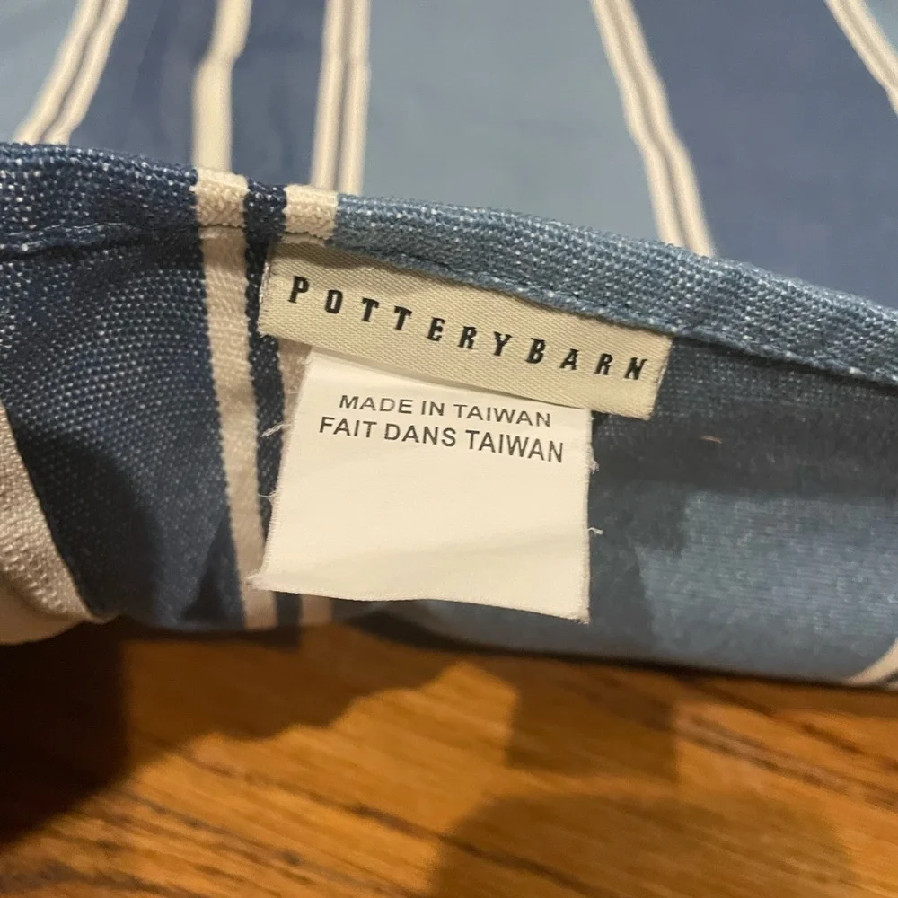 Pottery Barn Awning Stripe Outdoor Umbrella Round Tablecloth Blue 55